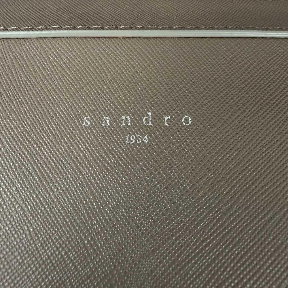 Sandro Downtown Large Saffiano Leather Briefcase Mocha Brown New With Tags